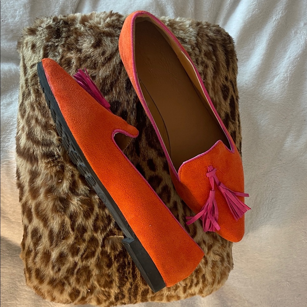 Vibrant Orange and Pink Women's Loafers